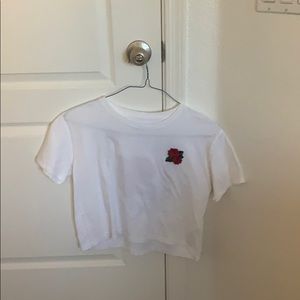 hollister white rose tee shirt!